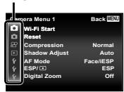 OLYMPUS TG-3 - Press ◀ to select the page tabs. Use △▽ to select the desired page tab and press ▷. - 1