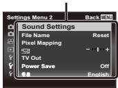 OLYMPUS TG-835 - Press ◀ to select the page tabs. Use △▽ to select the desired page tab and press ▷. - 3