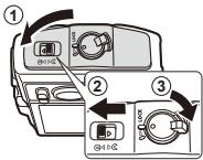 OLYMPUS TG-835 - Follow Steps ①, ② and ③ to close the battery/card cover. - 1