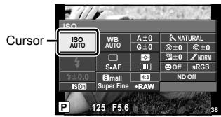 OLYMPUS STYLUS 1S - - Settings that can be modified using super control panel - 1