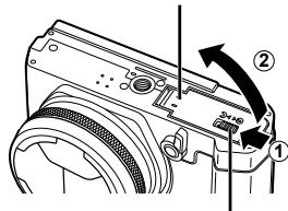 OLYMPUS STYLUS 1S - Follow Steps ① and ② to open the battery/card compartment cover. - 1