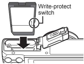 OLYMPUS STYLUS SH-2 - Insert the card straight until it clicks into place. - 1