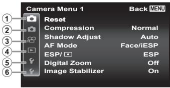 OLYMPUS TG 850 - Setup menu - 1