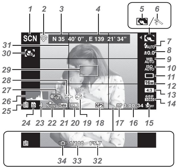 OLYMPUS TG-860, TG-860 - Shooting screen displays - 1