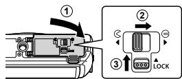 OLYMPUS TG3 - Follow Steps ①, ② and ③ to close battery/card compartment cover. - 1