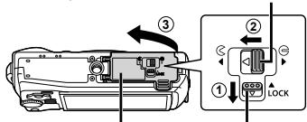 OLYMPUS TG3 - Inserting and removing the battery and card - 1