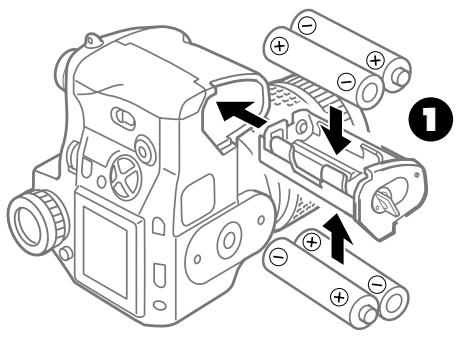 OLYMPUS CAMEDIA E-10 - Inserting AA Ni-MH (sold separately), Alkaline, or Ni-Cd - 1