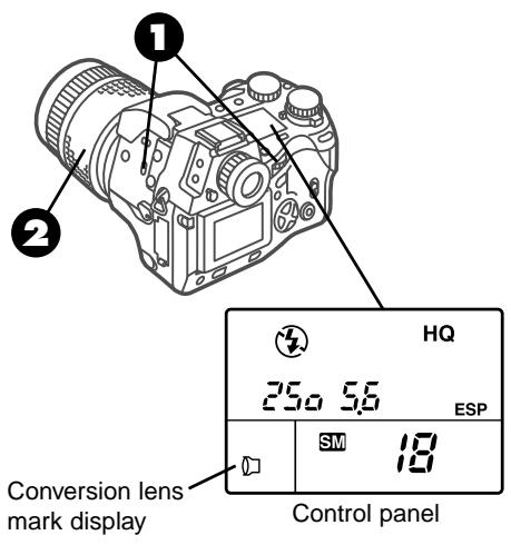 OLYMPUS CAMEDIA E-10 - Selecting conversion lens mode with conversion lens attached - 1