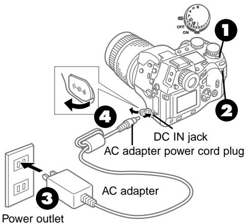 OLYMPUS CAMEDIA E-10 - Using the AC adapter (sold separately) - 1