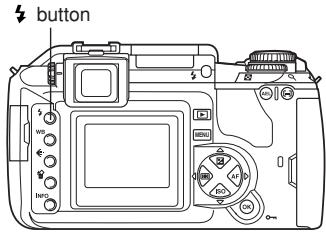 OLYMPUS CAMEDIA E-300 - Press the ↘ (flash mode) button. - 1