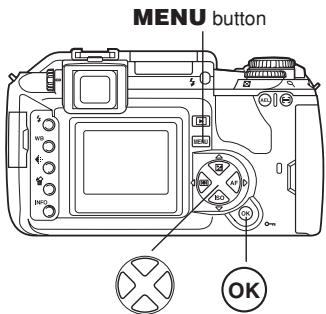 OLYMPUS CAMEDIA E-300 - Press the MENU button to display the menu on the monitor. - 2