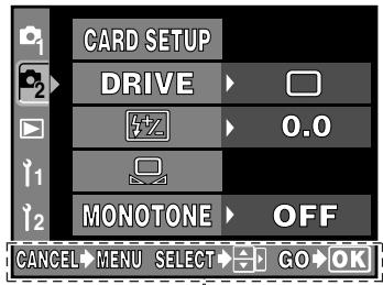 OLYMPUS CAMEDIA E-300 - Press the MENU button to display the menu on the monitor. - 1