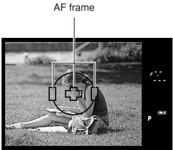 OLYMPUS CAMEDIA E-300 - Position the AF frame on the subject you want to focus on. - 1
