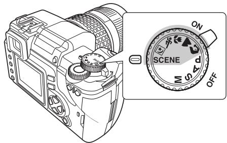 OLYMPUS CAMEDIA E-300 - Set the mode dial to the situation-related mode you want to use. - 1