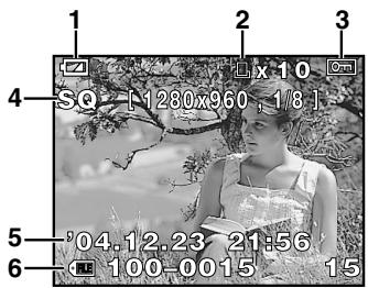 OLYMPUS CAMEDIA E-300 - Monitor indications (only for playback) - 1
