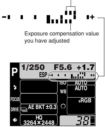 OLYMPUS CAMEDIA E-300 - To apply AE bracketing to the exposure value you have compensated: - 1