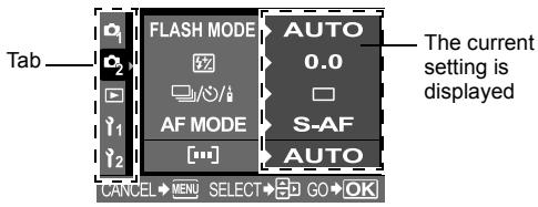 OLYMPUS CAMEDIA E-330 - Use Ⓤ to select a tab. - 1