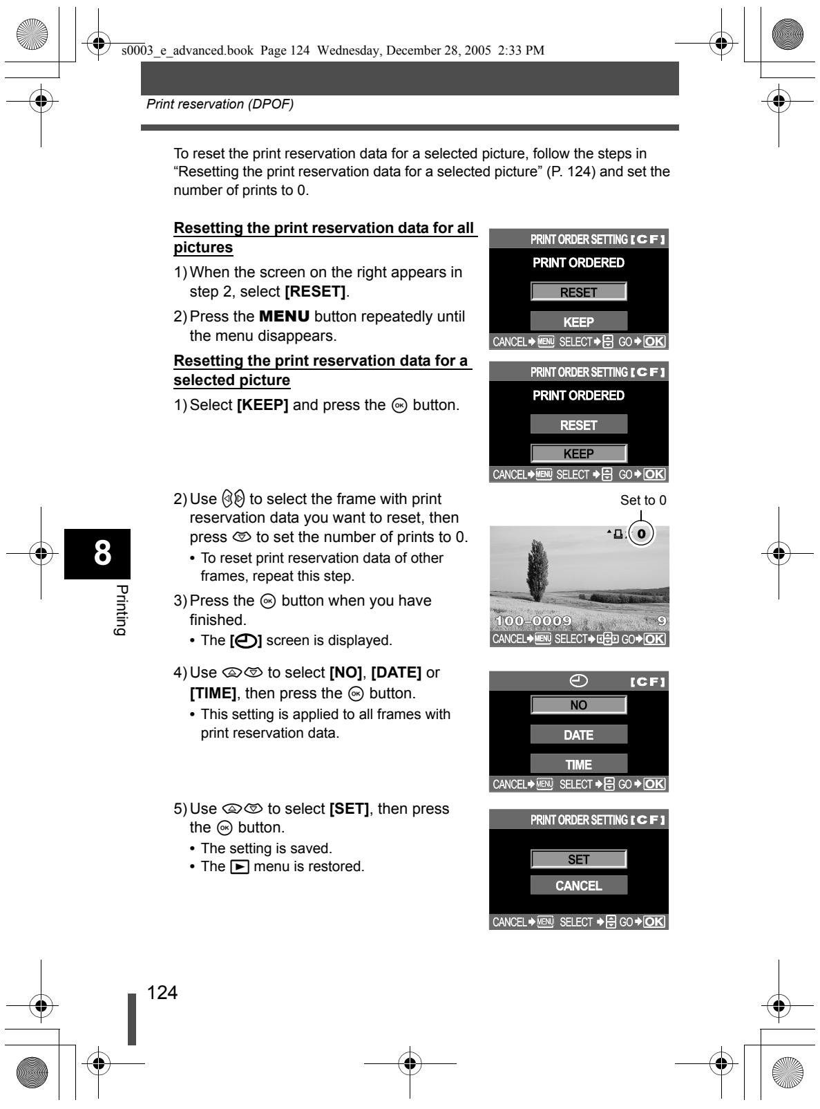 OLYMPUS CAMEDIA E-330 - Resetting print reservation - 5