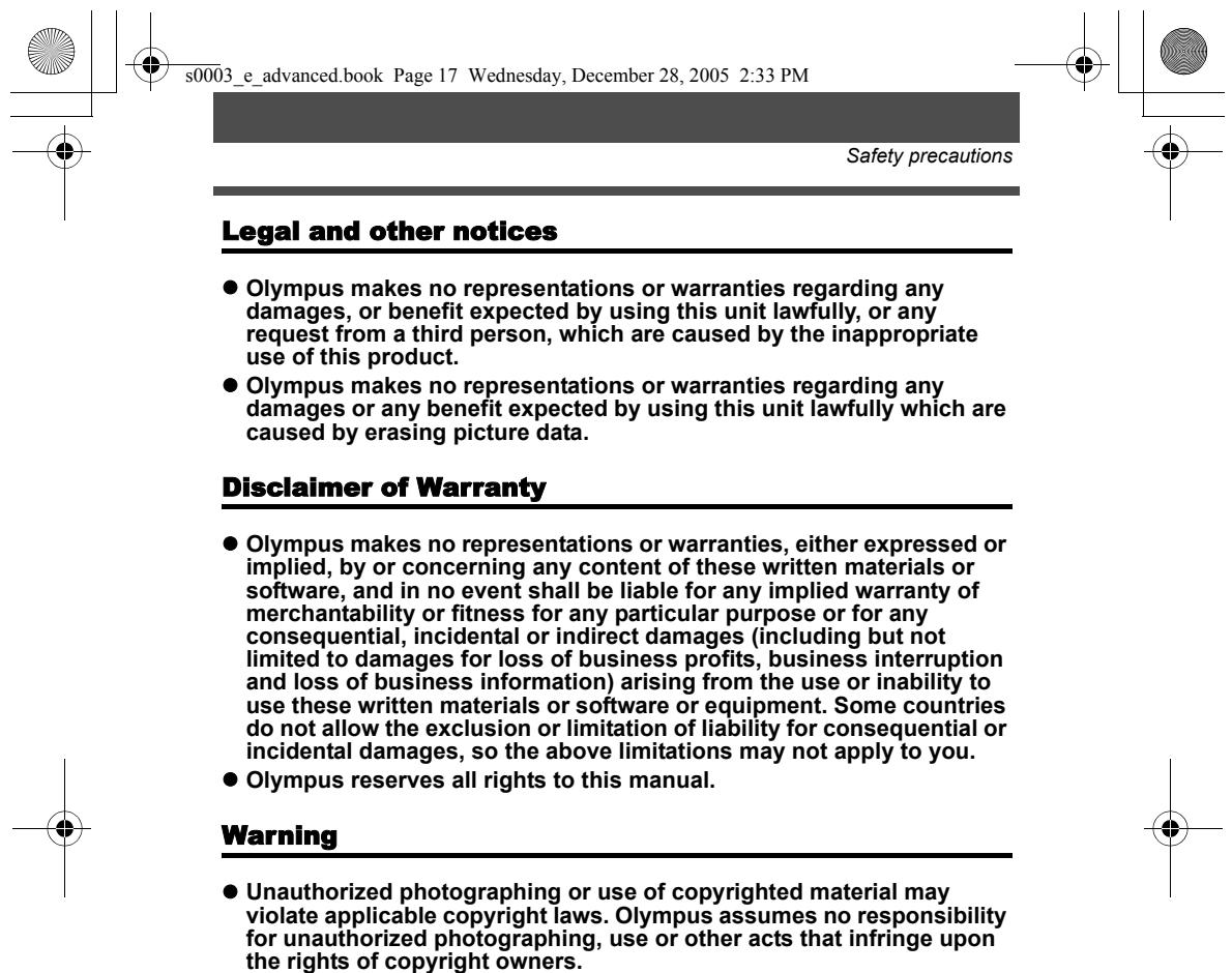OLYMPUS CAMEDIA E-330 - WARNING - 8