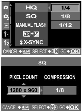OLYMPUS CAMEDIA E-330 - Setting the number of pixels and compression rate - 1