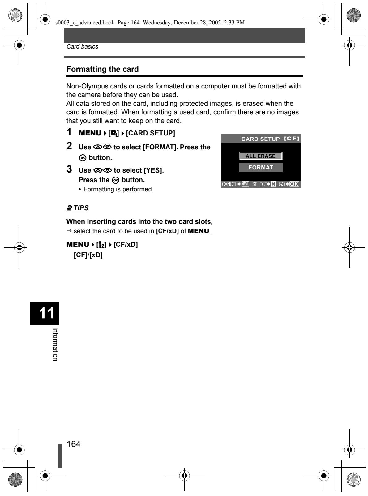 OLYMPUS CAMEDIA E-330 - Precautions when using a Microdrive - 2