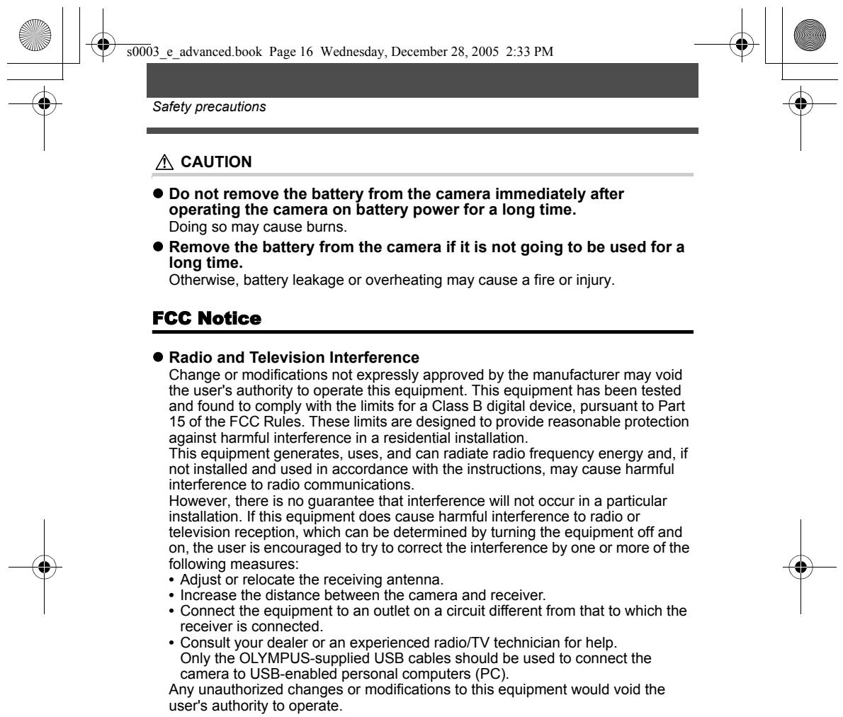 OLYMPUS CAMEDIA E-330 - WARNING - 6
