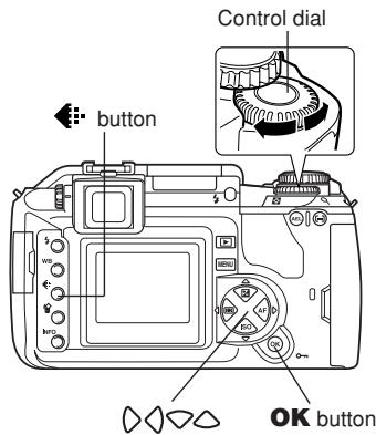 OLYMPUS E-300 - Rotate the control dial until the setting you want to select is displayed. - 2