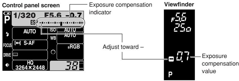 OLYMPUS E-300 - Example: When adjusting the exposure in -1/3 step - 1