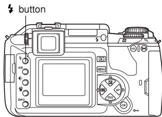 OLYMPUS E-300 - Press the ↓ (flash mode) button. - 1