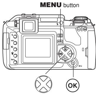 OLYMPUS E-300 - Press the MENU button to display the menu on the monitor. - 2