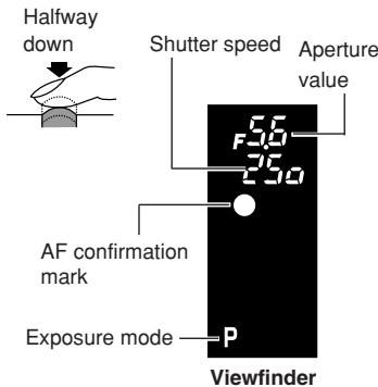 OLYMPUS E-300 - Press the shutter button halfway. - 1