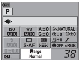 ISO AUTO AUTO +0.0 CF WB AUTO Large Normal A ± 0 G ± 0 S-AF Normal NATURAL ± 0 ± 0 OFF sRGB 38