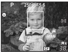 OLYMPUS E-30 - If the camera detects a face, a frame will be displayed in that location. - 1
