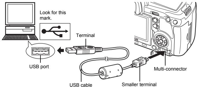 Look for this mark. USB port Terminal USB cable Smaller terminal Multi-connector