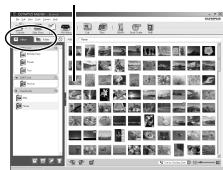 Screenshot of a software interface showing image editing tools and a grid of image thumbnails with Chinese labels.