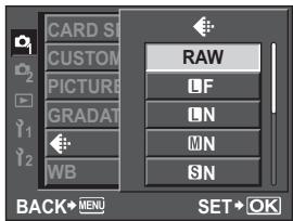 CARD CUSTOM PICTURE GRADAT WB RAW LF LN MN SN BACK+MEN SET+OK