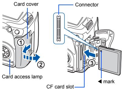 Card cover ① ② Card access lamp Connector ③ CF card slot mark