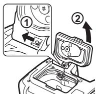 Diagram showing a mechanical device with labeled parts and directional arrows, likely illustrating a process or assembly.