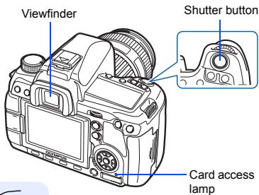 Viewfinder Shutter button Card access lamp