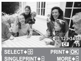 SELECT→OK SINGLEPRINT→ PRINT→OK MORE→