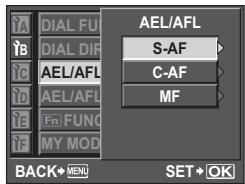 AEL/AFL S-AF C-AF MF BACK+MENU SET+OK