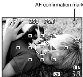 AF confirmation mark P 250 F5.6 CF 38