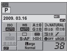 2009.03.16 ISO WB A ± 0 NRA AUTO AUTO G ± 0 ± 0 NATURAL AUTO S-AF OFF sRGB ± 0.0 Large 38 CF Normal
