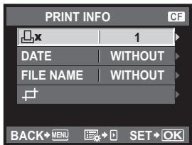 PRINT INFO CF x 1 DATE WITHOUT FILE NAME WITHOUT BACK→MENU SET→OK