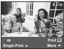 OLYMPUS D-705 - Use  to select the [Borderless] or [Pics/ Sheet] settings, and press the button. - 1