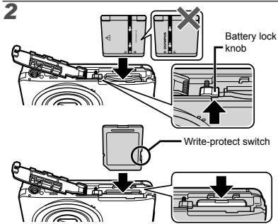 OLYMPUS D-705 - Inserting the battery and the SD/SDHC memory card (sold separately) - 2
