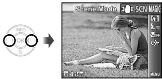 OLYMPUS D-710 - Set the shooting mode to SCN. - 1