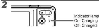 OLYMPUS D-710 - Charging the battery with the supplied USB-AC adapter - 2