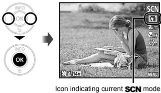 OLYMPUS D-710 - Use ◀▶ to select the best shooting mode for the scene, and press the Ⓞ button. - 1