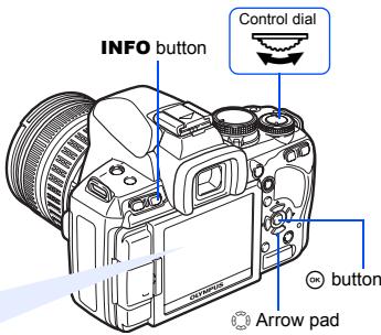 INFO button Control dial Arrow pad control button